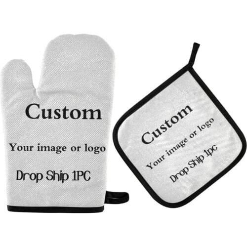 Custom Microwave Oven Mitts And Pot Holders Sets Personalized Kitchen Potholder Mat for BBQ Insulation Gloves Oven Mitts Baking