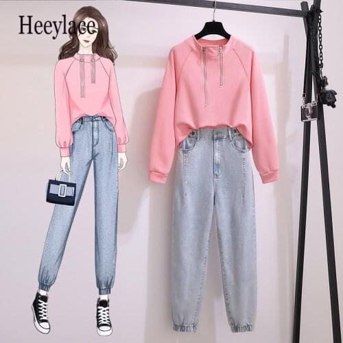 Plus size Autumn long sleeve Tracksuit Women Lounge Wear Jogging Femme Two Piece Pants Set sportwear sweatshirt and pants outfit