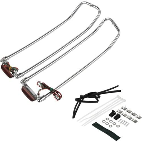 Motorcycle Saddlebag Lid Rail Guard W/ LED Brake Light For Harley Touring FLHR Electra Glide 2014-2021