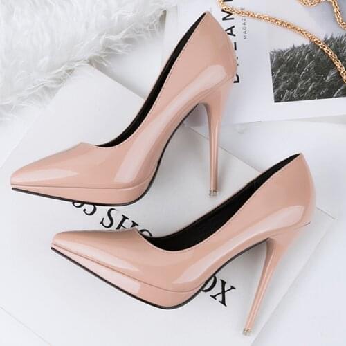 2020 Women 11.5cm High Heels Pumps Lady Sexy Pointed Toe Tacones Heels Prom Pumps Female Escarpins Footwear Nude Platform Shoes
