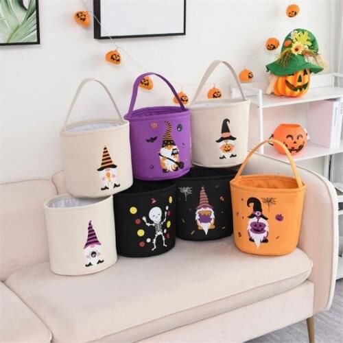 Halloween Candy Bag Party Gift Sack Treat Or Trick Pumpkin Cute Kid Hand Basket Hallowmas Decoration Canvas Bucket