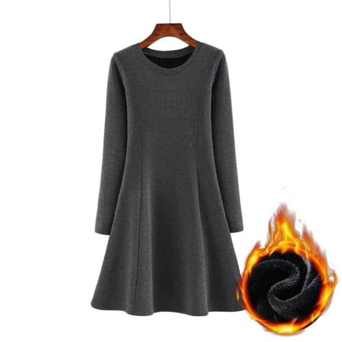Plus size Women Vestidos velvet Sweatshirt Dress M-6XL 7XL Winter Solid Thickening Fleece Dresses big size Autunm party dress