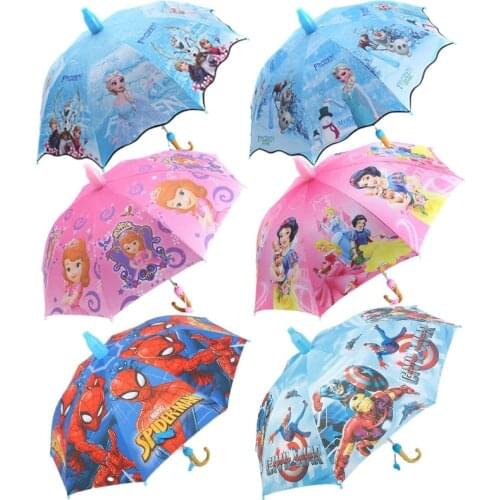 Disney Frozen Princess Sophia Spider-Man Marvel Hero Series Children Umbrella Ultra-light Automatic Umbrella for Girls and Boys