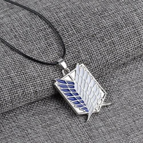 1 pc Anime Peripheral Pendant Necklace Attack on Titan Scout Regiment Logo Necklace Survey Corps Erwin Smith Accessories Jewelry