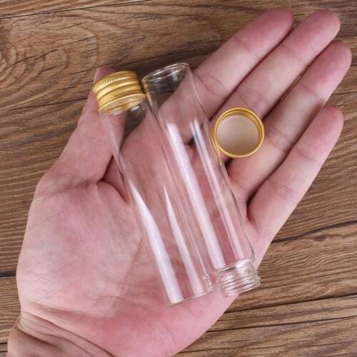 10pcs 25ml 22*100mm Glass Bottles Message Bottles with Golden Aluminum Lids Spice Jars Potion bottles Glass Drifting Bottle