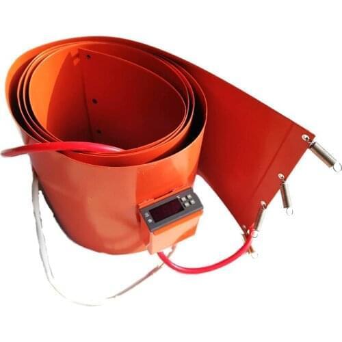 125*4000*1.5mm 220V 2500W 200L silicone drum Band heater digital thermostat on pad 1500mm lead wire