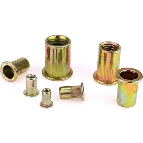 20/50Pcs M3 M4 M5 M6 Zinc Plated Knurled Nuts Rivnut Flat Head Threaded Rivet Insert Nutsert Cap Rivet Nut