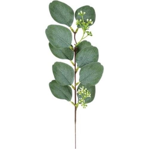 20 Pieces of Artificial Eucalyptus Leaf Stem and White Seed Branch Green Flower Bouquet Wedding Holiday Decoration