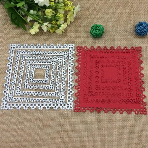 5pcs Square Lace EdgeMetal Cutting Dies Stencil Scrapbooking Photo Album Card Paper Embossing Craft DIY