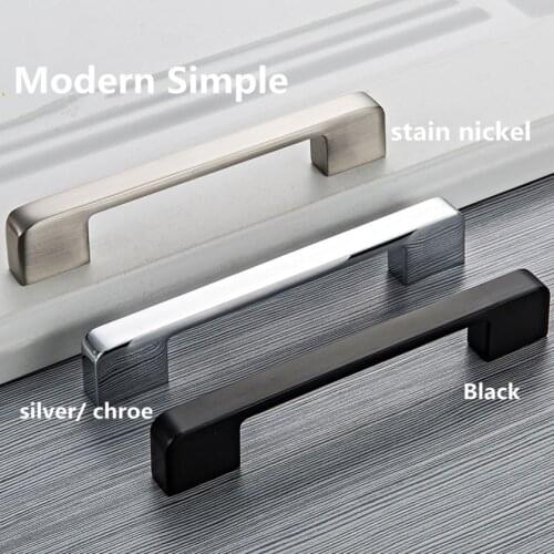 96 128 160 192 224 320mm modern simple furniture larger handle shiny silver chrome stainless nickel cabinet wardrobe handle pull