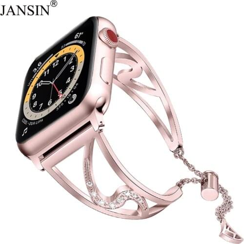 New Diamond watch strap For Apple Watch 38/42mm 40/44mm Bracelet Women Stainless Steel strap for iwatch Bands Series 6 SE 5/4/3