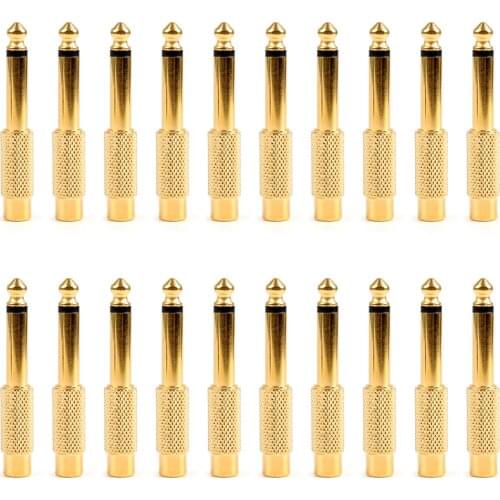 Artudatech 20PCS Gold Plated RCA Female to 6.35mm 1/4" Mono Male Audio Adapter Jack Connector