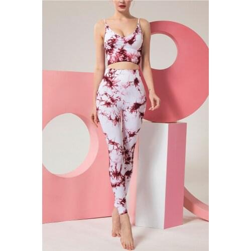 Seamless Tie Dyed Yoga Set Fitness Sport Suits Gym Set Clothing Crop Top Bra High Waist Running Leggings Pants Yoga Suit