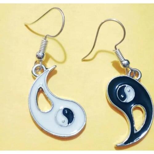 Fast delivery Enamel yin and yang Dripping oil Gossip Charm Dangle Earring For Women With Gift Box DIY Findings Jewelry