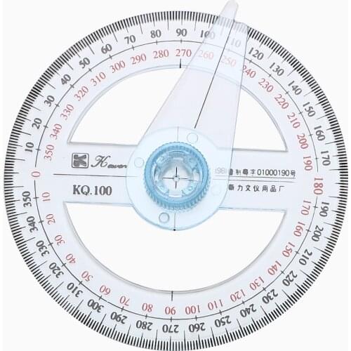 DIYWORK Gauging Tools 360 Degree Pointer Protractor Ruler Plastic For School Office 10cm Circular Swing Arm Angle Finder