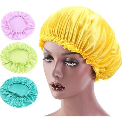 Unisex Adult Satin Solid Sleeping Hat Night Sleep Cap Wrap Hair Care Bonnet Nightcap Cap Supplie Women Men Solid Color Head Wrap