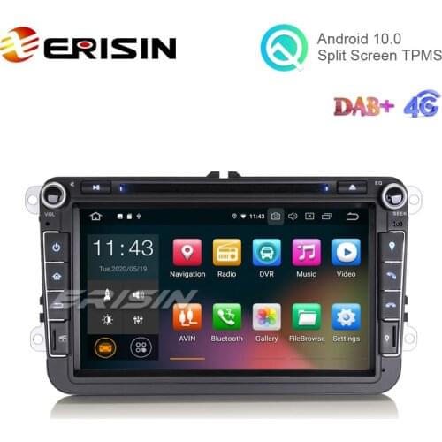 Erisin ES5115V 8" Android 10.0 Car DVD Player GPS 4G DAB+ CarPlay+ TPMS for Golf Eos Sharan Seat Superb