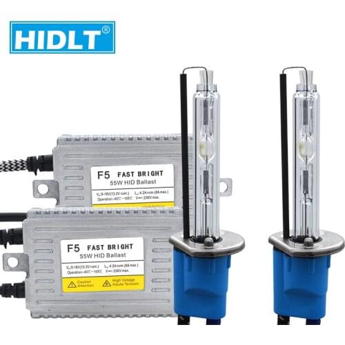 HIDLT 1 Set AC 55W F5 DLT Ballast Car Headlight HID Kit 5500K White Super Bright H1 H3 H7 H11 9005 9006 9012 D2H Xenon HID Bulbs