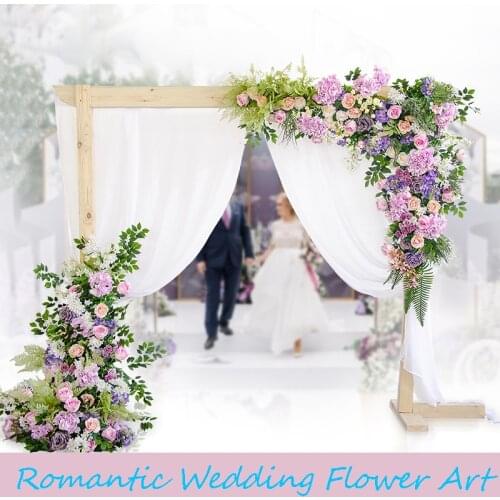 Customize wedding props supplies flower arrangement artificial flower wall decor wedding arch ceremony silk flower row with yarn
