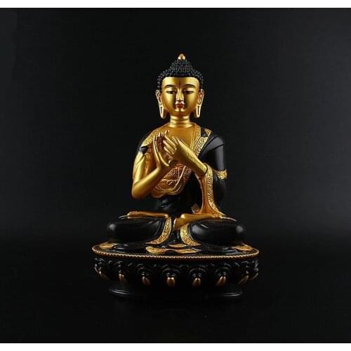 Exquisite Big Buddha Statue 20.5cm Black Colored Plating Resin Quality Buddhist Tibetan Rulai Vairocana Statue Figure