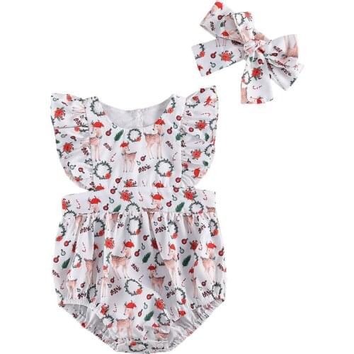 Baby Girls Outfits Set Floral Print Round Neck Sleeveless Dress with Headband and Baby Romper for Girls Baby Clothes Set