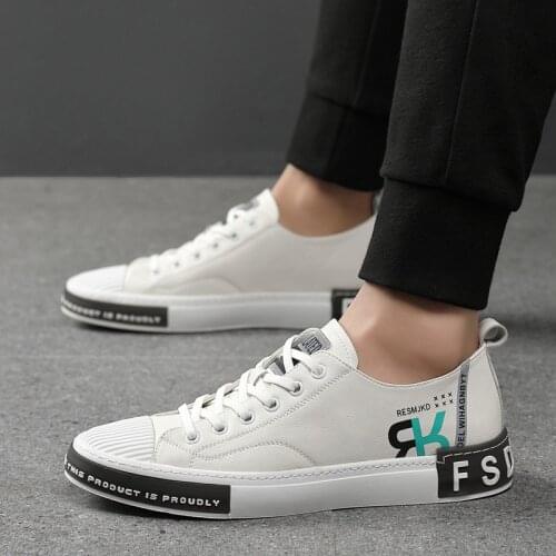 Genuine Leather Shoes Men Sneakers Fashion Male Footwear Cow Leather Brand Casual White Shoes A2532