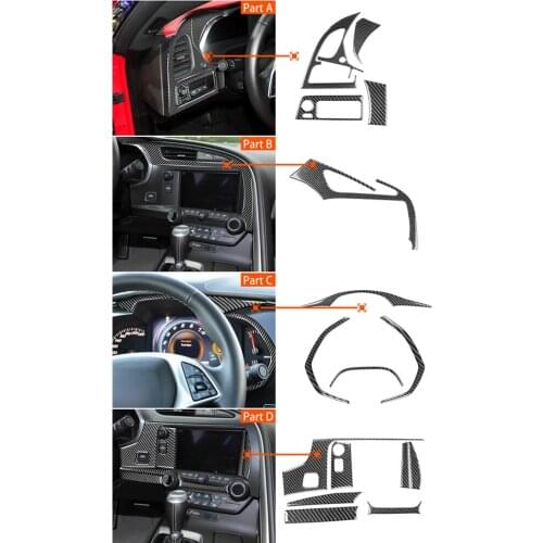 Carbon Fiber Dashboard GPS & Air Outlet Panel Sticker For Corvette C7 2014-2019