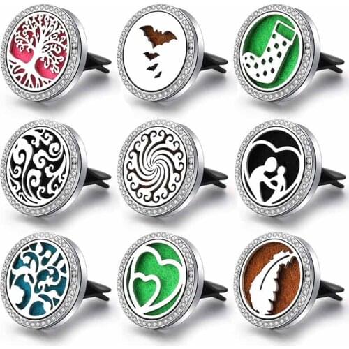 Zircon Car Air Freshener Stainless Steel Aroma Essential Oil Diffuser Perfume Locket Car Pendant Christmas Socks Air Outlet Clip