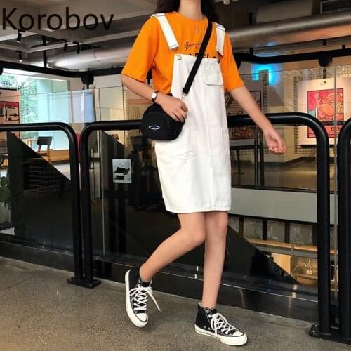 Korobov 2020 Spring Summer Women Dress Preppy Style Pockets Female Dresses Korean High Waist Vestidos 2a633