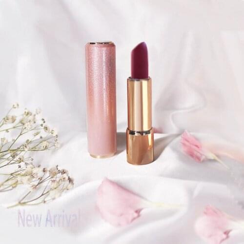 Empty lipgloss tube buling round pink gradually gold flash lipstick tube pressing spring lipstick tubes packaging material