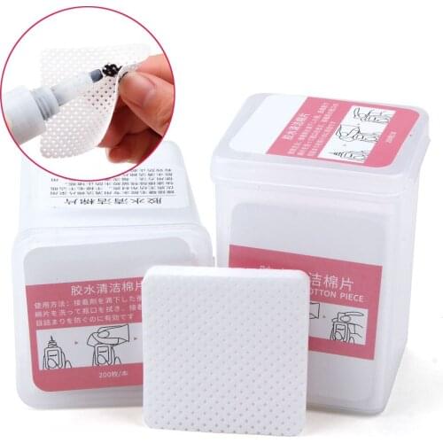 200pcs Lint-Free Paper Cotton Wipes Eyelash Glue Remover wipe Clean Cotton Sheet prevent clogging glue Nails Art Cleanin Cleaner
