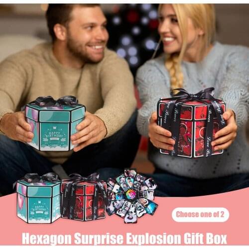 Hexagon Surprise Explosion Gift Box DIY Photo Album Box with Tools for Marriage Proposals Birthday Valentines Anniversary