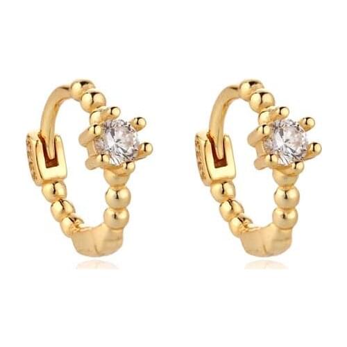 SilJew Minimalist Round Zircon Ear Buckle for Women Genuine 925 Sterling Silver Teen Student Party Earrings Jewelry Accessories