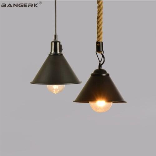 Nordic Design Loft Decor Retro Pendant Lamp LED Edison Industrial Wind Hemp Rope Iron Hanging Light Dining Room Home Lighting