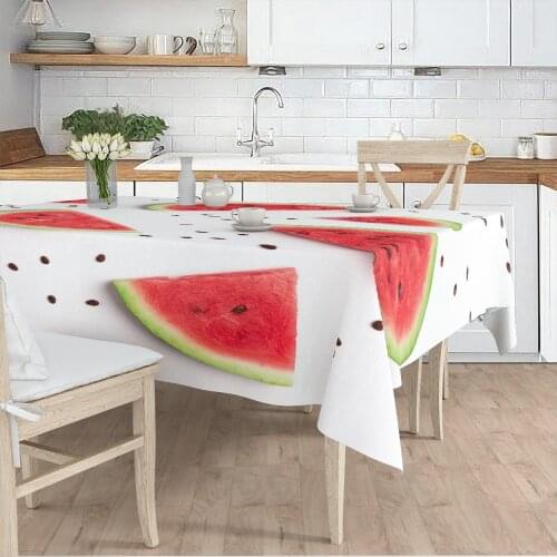 Tablecloth living room kitchen white color watermelon fruit patterned micro fabric cover runner pattern Free Shipping