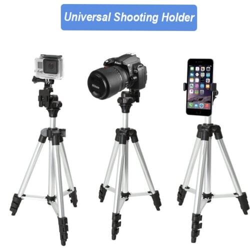 Professional Foldable Camera Tripod Holder Stand Screw 360 Degree Rotatable Tripod Stabilizer Aluminum Stick with Phone Holder