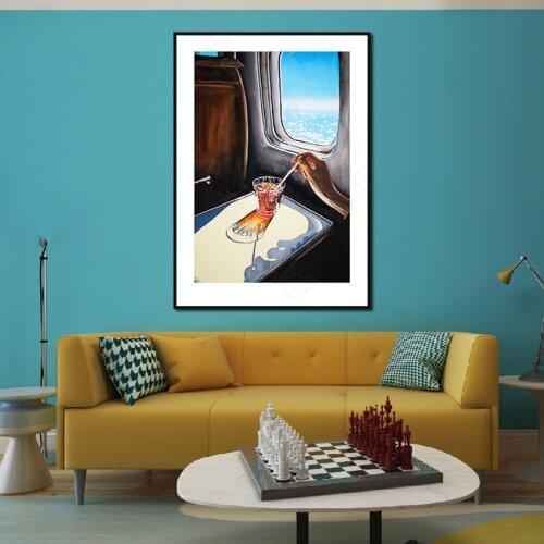 Modern Art Oil Decorative Painting Drinking On The Plane Poster Decorative Painting Living Room Background Wall Sticker