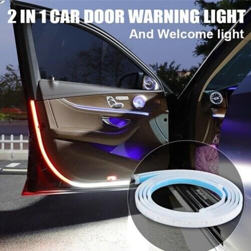 LED Car Door Opening Warning Light Strip 120cm Decoration Welcome Decor Lamp Anti Rear-end Collision Safety Auto Accessories 12v