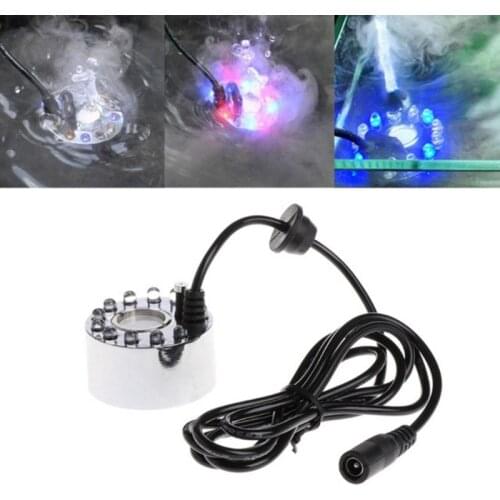 12 LED Color Changing Ultrasonic Mist Maker Fogger Water Fountain Pond Atomizer Air Humidifier Waterproof Large Spray Volume