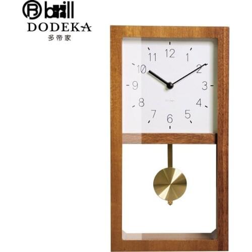 Japanese Style Retro Wall Clock Wooden Living Room Bedroom Creative Swing Quartz Gold Pendulum Clocks Wall Home Decor Luxury