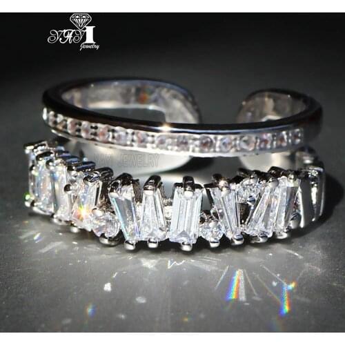 YaYI Jewelry Princess Cut 3.8 CT Multi Zircon Silver Color Engagement Rings wedding Heart Adjustable Rings Party Rings Gifts