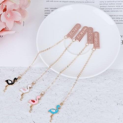 1pc Kawaii Flamingo Metal Bookmark Cute Animals Bookmarks For Books Paper Page Marker Stationery School Supplies