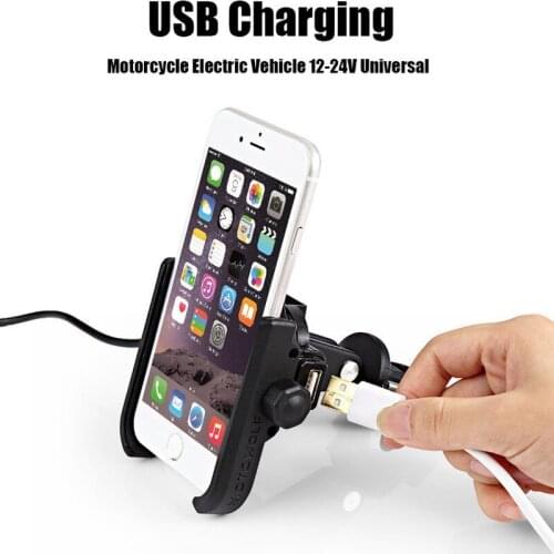 Chargeable Stainless Steel Universal Motorcycle Phone Holder With Stand Support Rearview GPS Bike Holder Soporte Celular Moto