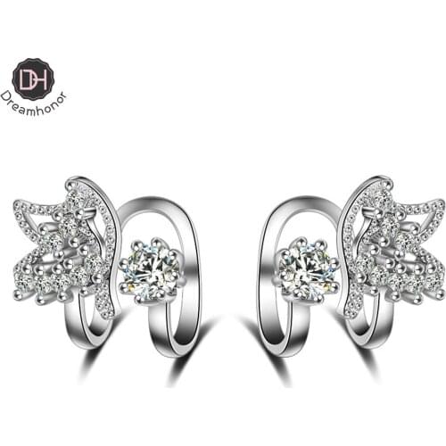 Dreamhonor 925 Sterling Silver Zirconia Ear Cuff Earrings Without Piercing Ear Clips Earrings Women Girls Jewelry