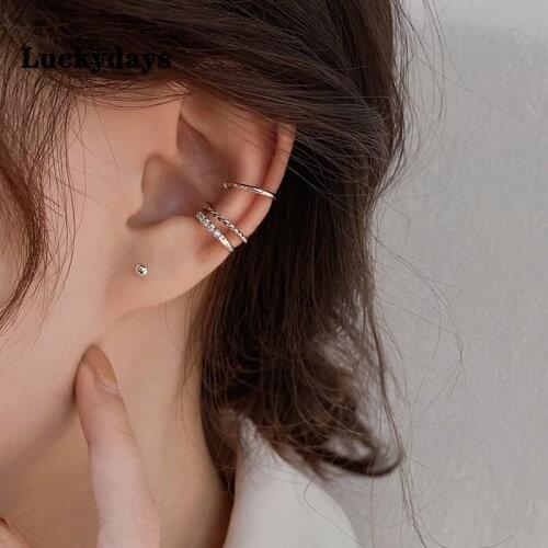 Luckydays Crystal Clip Earrings Twist For Women Zircon Geometric Simple Fashion Vintage Punk Design Trendy Student Gifts Jewelry