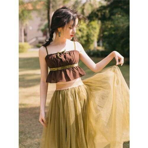 2019 new fashion womens two piece set summer harness strap vesy+ skirt France two-piece suit