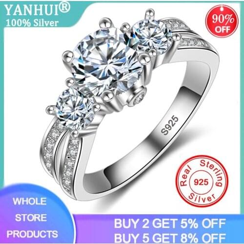 Boho Female Luxury 3pcs Zirconia Diamond Ring Original 925 Silver Love Engagement Ring Vintage Wedding Rings For Women JZ036