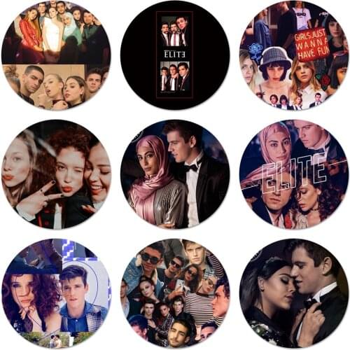 58mm Spanish TV series Elite Icons Pins Badge Decoration Brooches Metal Badges For Backpack Decoration