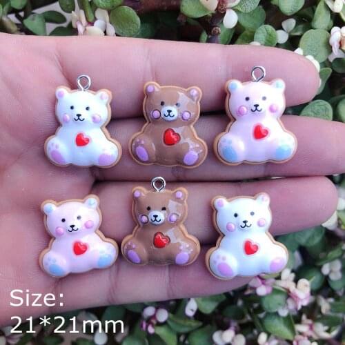 10pcs/Pack Japanese Bear Resin Charms for Earring Key Chain Necklace Pendant jewelry Findings Making