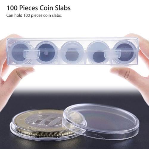 100pcs 30mm Coin Capsules Round Plastic Coin Holder Box Case Container With Storage Organizer Box for Coin Collection Supplies